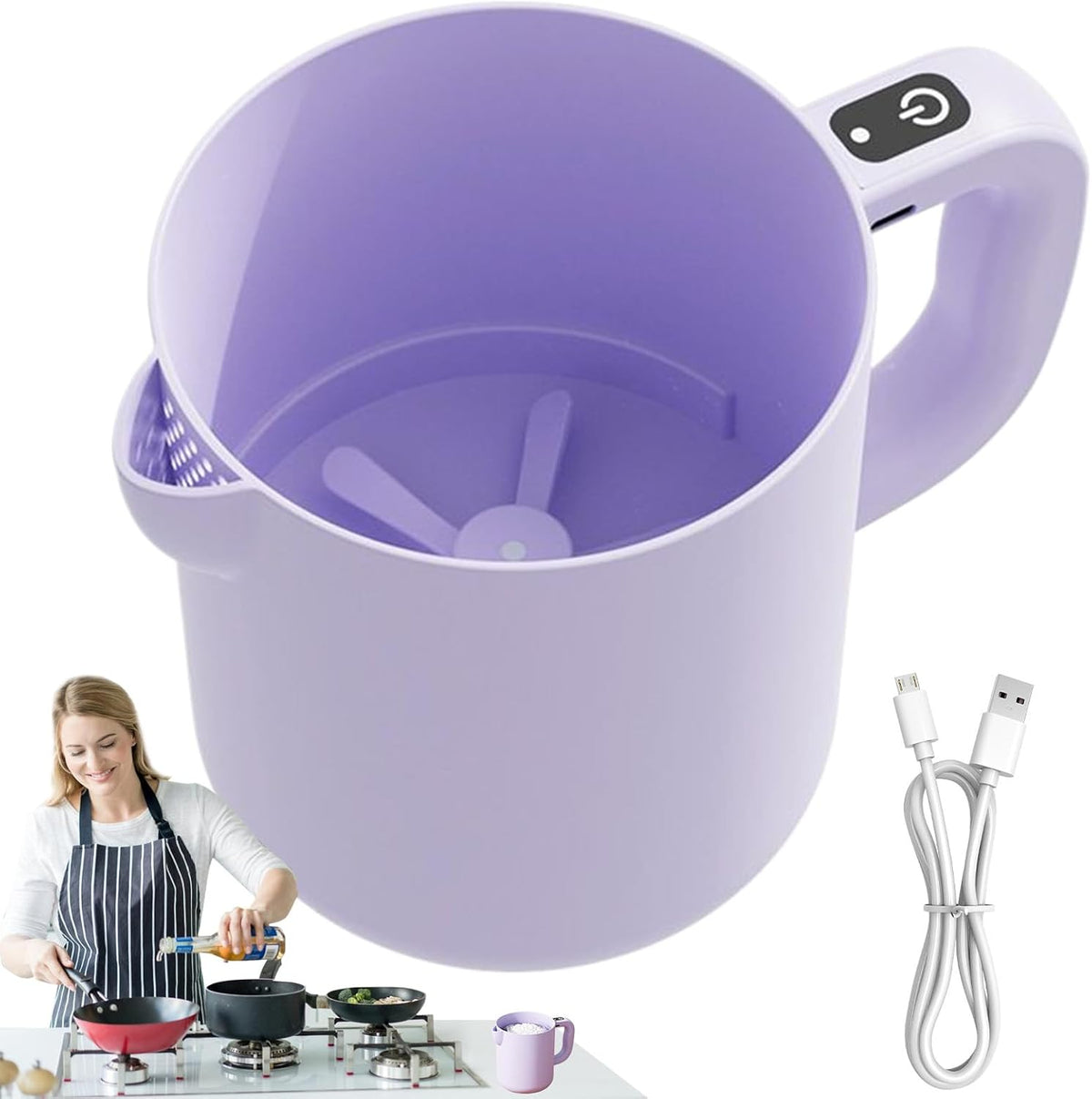 Portable Electric Mixer Bowl – Rechargeable Smart Blender &amp; Rice Washer
