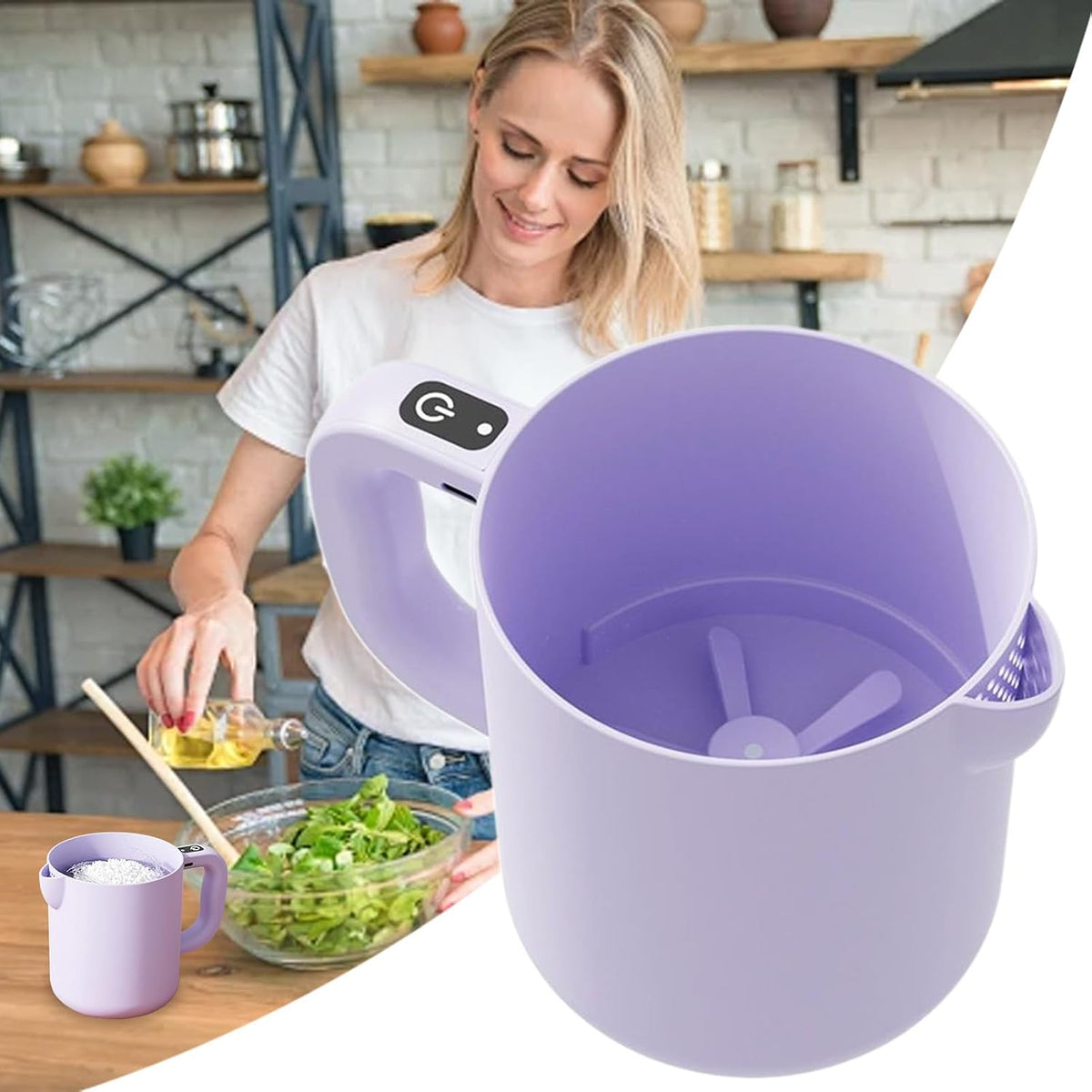 Portable Electric Mixer Bowl – Rechargeable Smart Blender &amp; Rice Washer