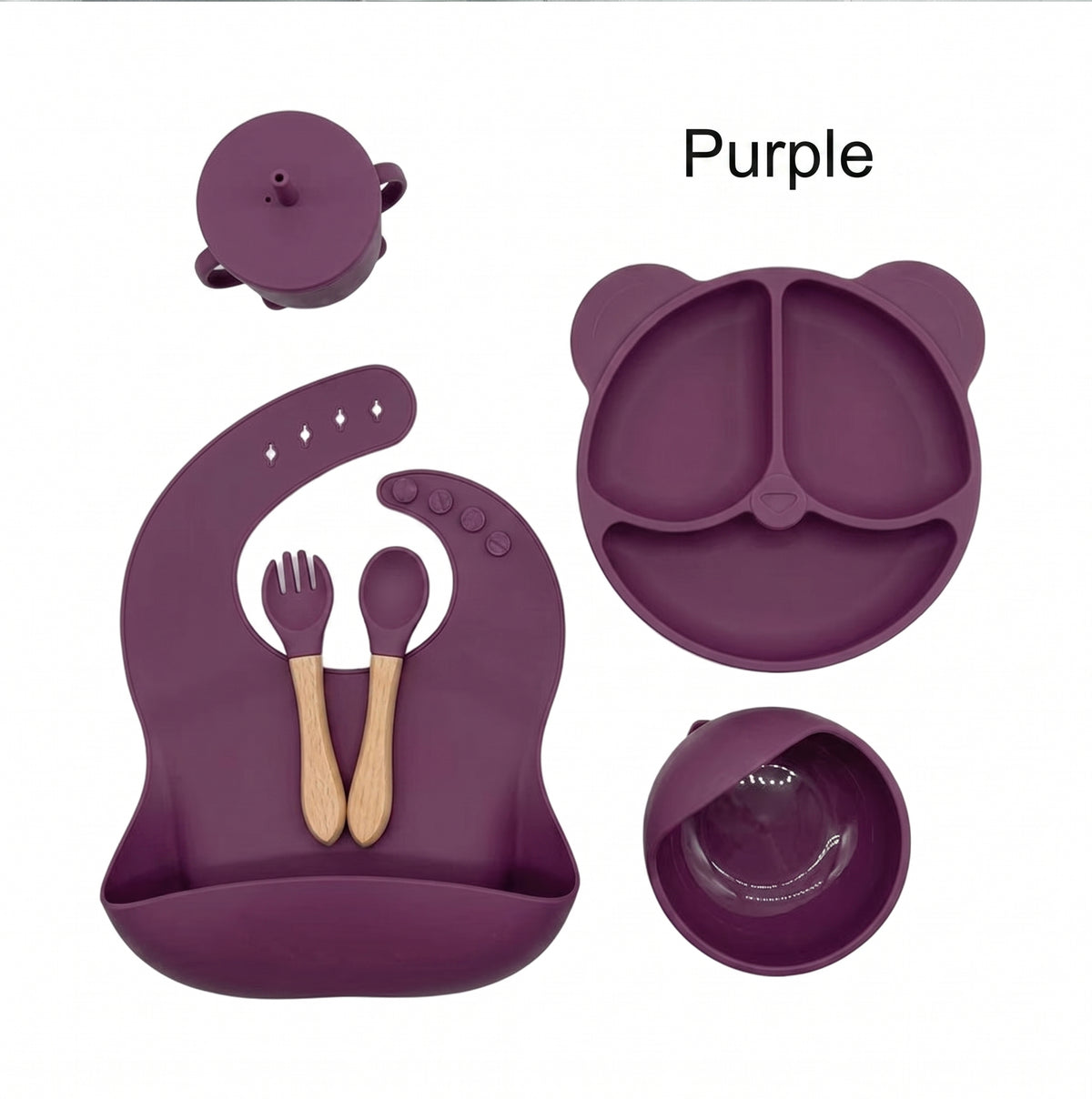 6 Piece Silicone Baby Feeding Set
