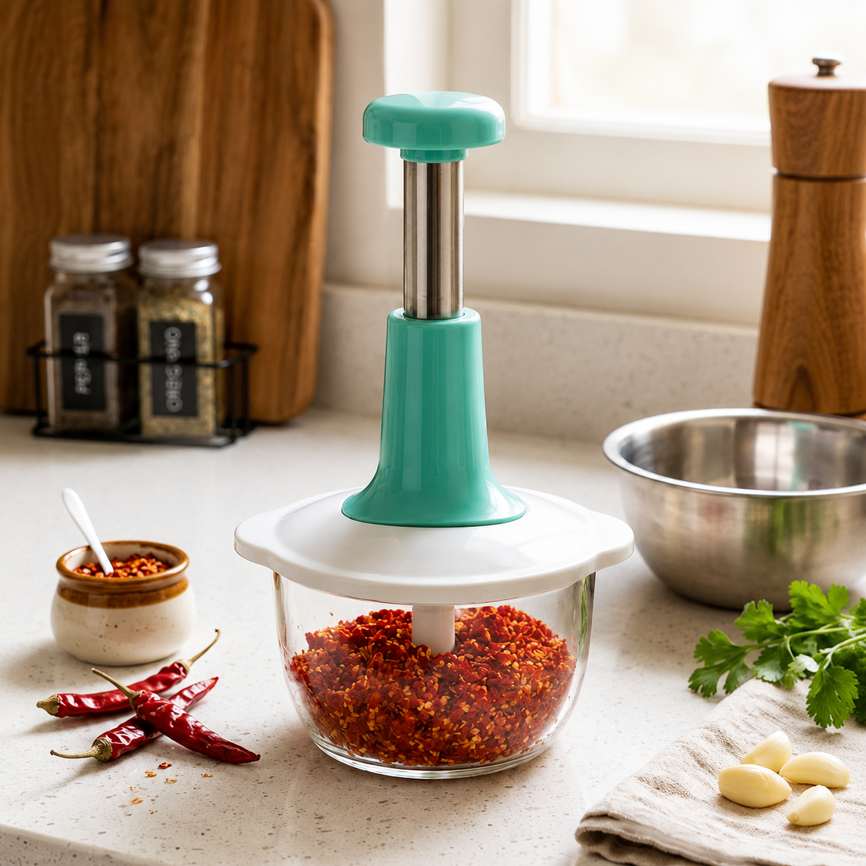 Manual Hand Press Food Chopper